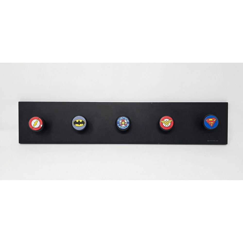 DC Comics Justice League Kids Coat Rack Wall Mount 5 Hook Batman Superman Flash